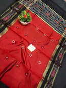 Pure Raw Silk Saree with Ikkat Border