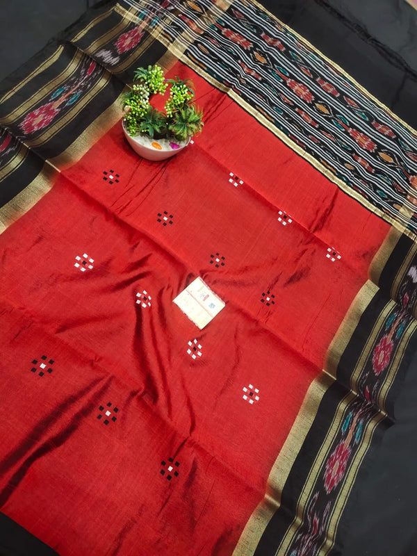 Pure Raw Silk Saree with Ikkat Border