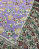 Lavender Banarasi Khaddi Georgette Brush Painted Silk Saree