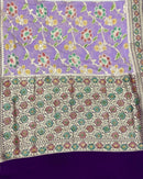 Lavender Banarasi Khaddi Georgette Brush Painted Silk Saree