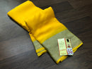 Yellow Wrinkle Mysore Crepe Silk Saree with Silver Zari Border