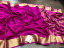 Pink Wrinkle Mysore Crepe Silk Saree with Zari Lines
