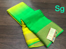 Yellow Green Double Shade Wrinkle Mysore Crepe Silk Saree