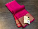 Pink Double Shade Wrinkle Mysore Crepe Silk Saree