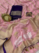 Designer Pink Khaddi Georgette Saree With Pichwai & Kalpavriksha Pallu