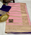 Designer Pink Khaddi Georgette Saree With Pichwai & Kalpavriksha Pallu