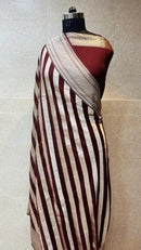 Maroon Khaddi Georgette Silk Saree Laheriya Pattern Water Zari Weaving
