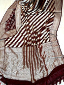 Maroon Khaddi Georgette Silk Saree Laheriya Pattern Water Zari Weaving