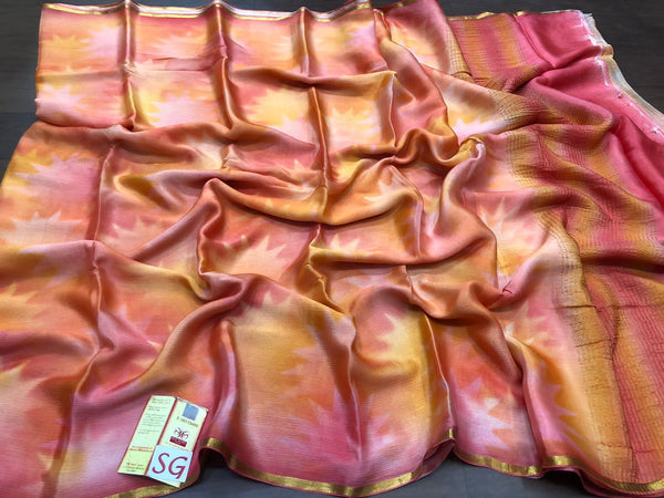 Pink Wrinkle Mysore Crepe Silk 3D Colour Dye