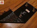 Black Soft Silk Saree with Unique Deer Butta Designs