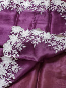 Purple Organza Saree Embroidery Alfi Cutwork Scallop Border Saree