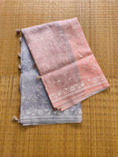 Grey Peach Dual Shade Organza Saree with Chikankari Embroidery Work