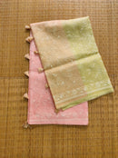 Yellow Peach Dual Shade Organza Saree with Chikankari Embroidery Work