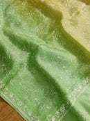 Yellow Green Dual Shade Organza Saree with Chikankari Embroidery Work