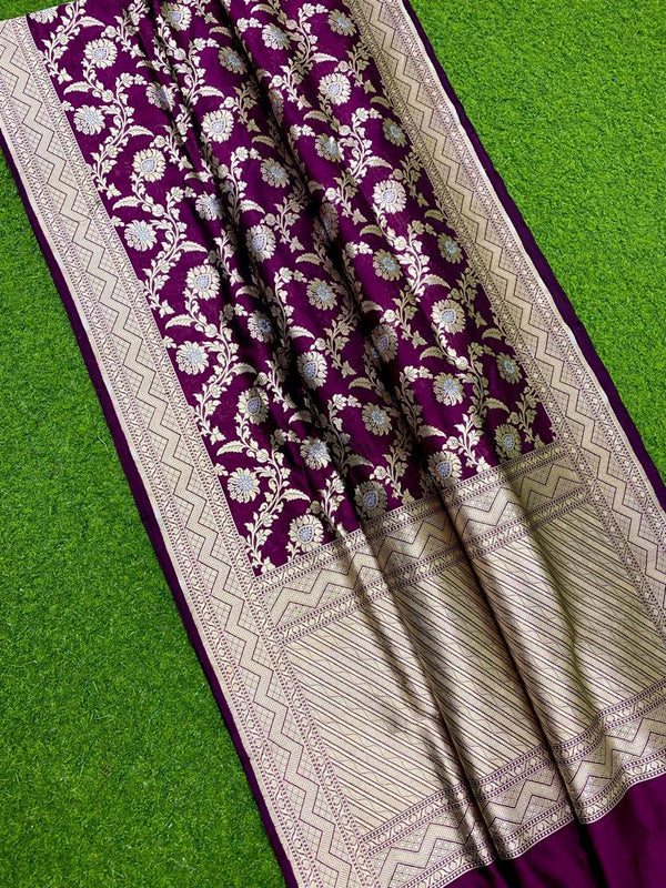 Purple Katan Banarasi Silk Saree