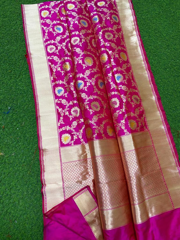 Pink Katan Banarasi Silk Saree