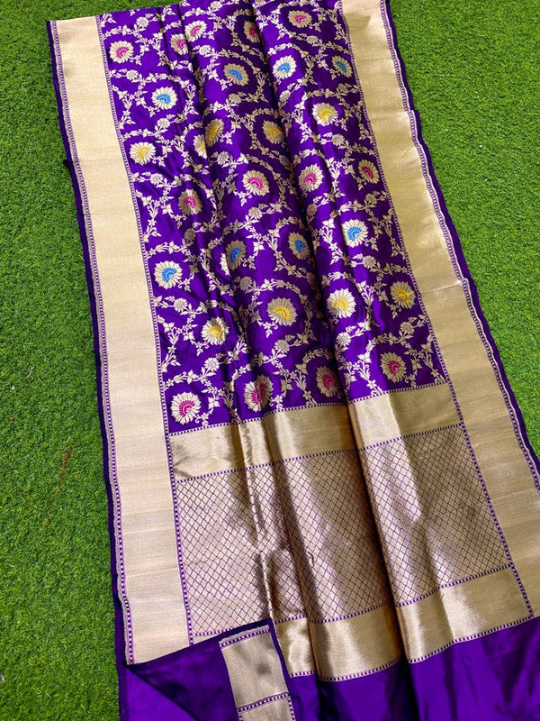 Purple Katan Banarasi Silk Saree