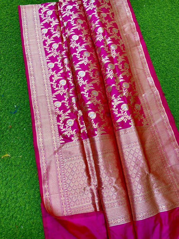 Pink Katan Banarasi Silk Saree