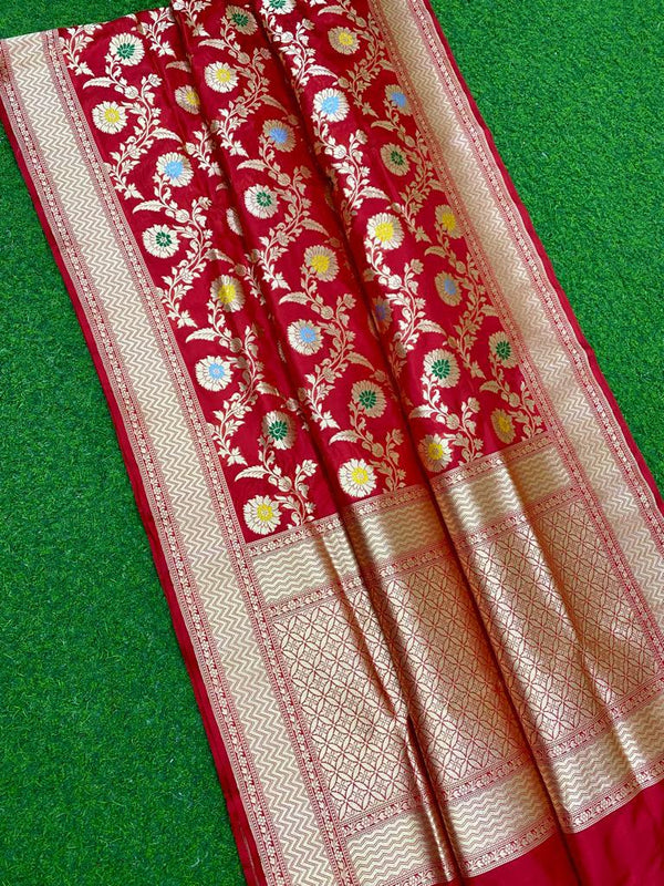 Red Katan Banarasi Silk Saree