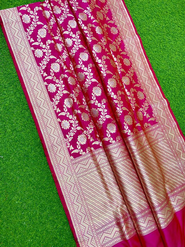 Pink Katan Banarasi Silk Saree