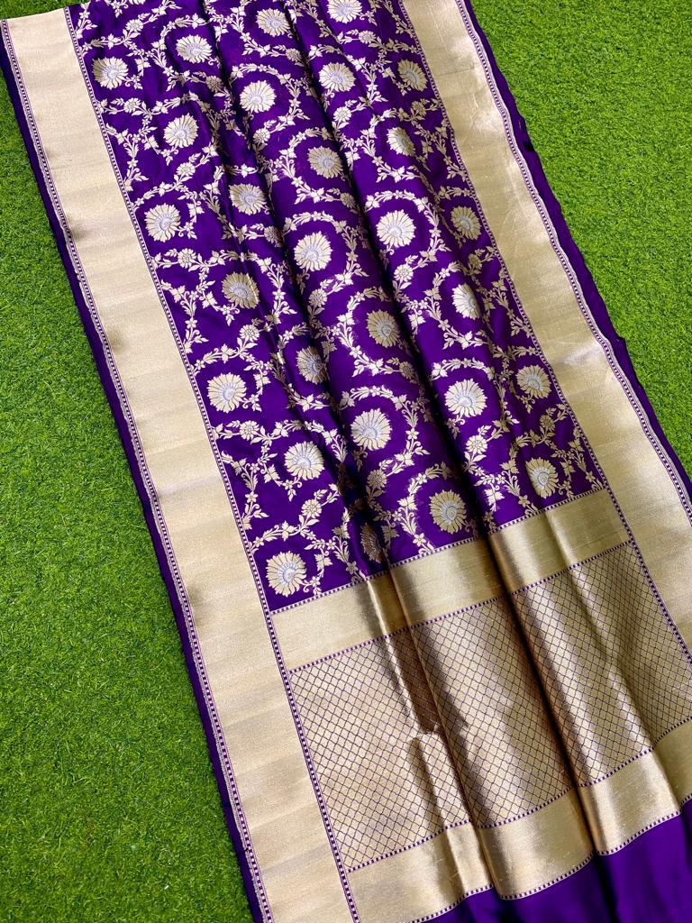 Purple Katan Banarasi Silk Saree