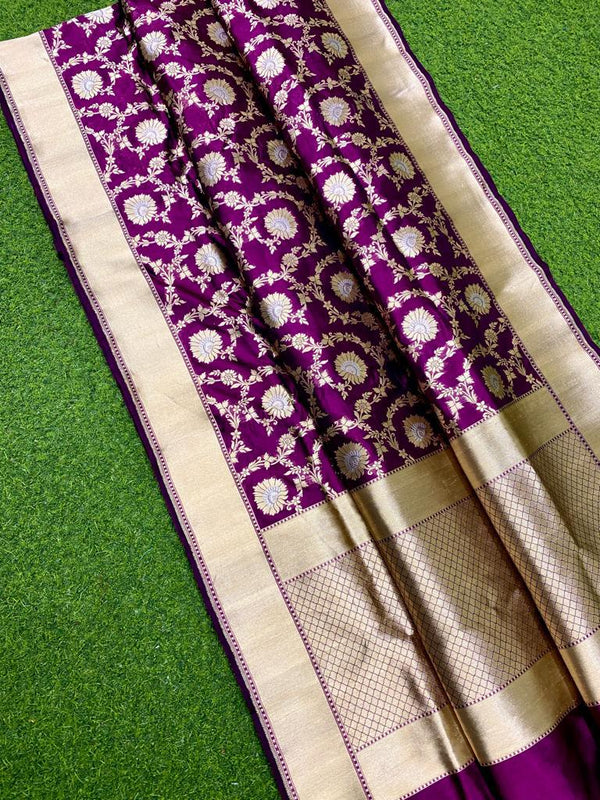 Purple Katan Banarasi Silk Saree
