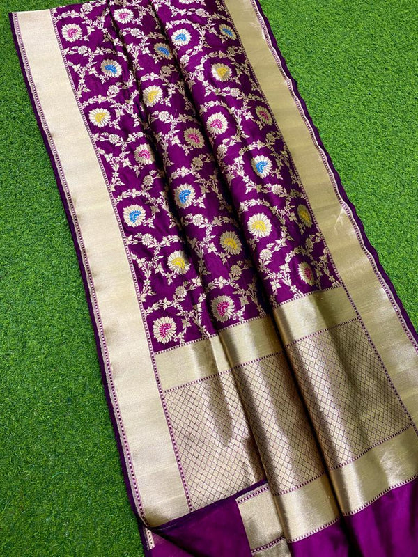 Purple Katan Banarasi Silk Saree