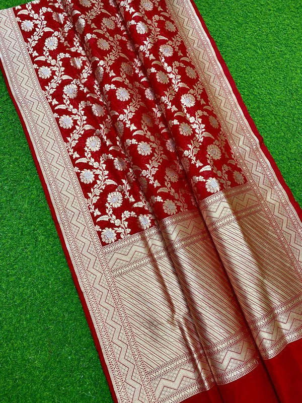 Red Katan Banarasi Silk Saree