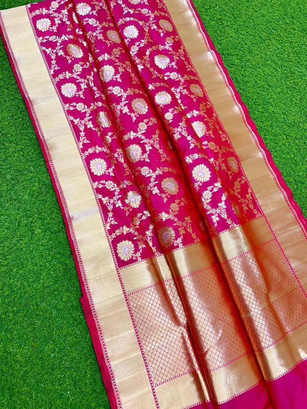 Pink Katan Banarasi Silk Saree