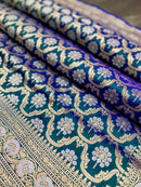 Peacock Blue Katan Banarasi Silk Saree