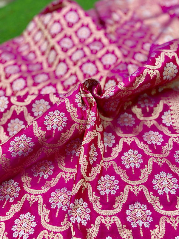 Pink Katan Banarasi Silk Saree