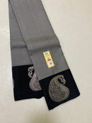Classic Black Mini Checked Kanchipuram Silk Saree With Silver Zari Border Butta