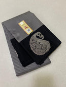 Classic Black Mini Checked Kanchipuram Silk Saree With Silver Zari Border Butta