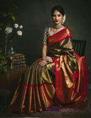 Brown Kanchipuram Handloom Silk Saree with Belthari Design