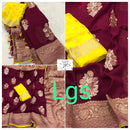 Maroon Designer Khaddi Georgette Saree with Contrast Blouse