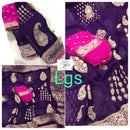 Purple Designer Khaddi Georgette Saree with Contrast Blouse