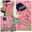 Pink Designer Khaddi Georgette Saree with Contrast Blouse