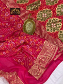 Pink Designer Khaddi Georgette Saree with Bandinin Design
