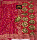 Pink Designer Khaddi Georgette Saree with Bandinin Design