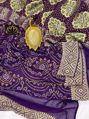 Purple Designer Khaddi Georgette Saree with Bandinin Design