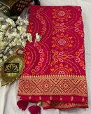 Pink Designer Khaddi Georgette Saree with Bandinin Design