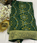 Green Designer Khaddi Georgette Saree with Bandinin Design