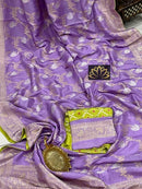 Lavender Moonga Crepe Silk Designer Saree