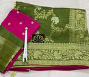 Green Moonga Crepe Silk Designer Saree