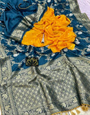 Peacock Blue Moonga Crepe Silk Designer Saree