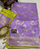 Lavender Moonga Crepe Silk Designer Saree