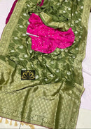Green Moonga Crepe Silk Designer Saree