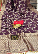 Brown Moonga Crepe Silk Designer Saree