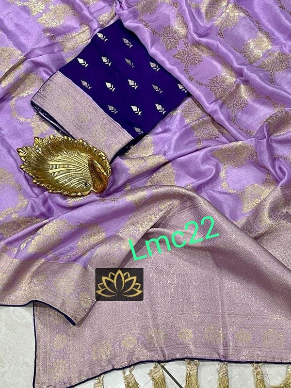 Lavender Moonga Crepe Silk Designer Saree