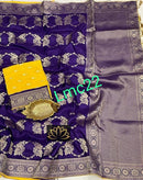 Purple Blue Moonga Crepe Silk Designer Saree